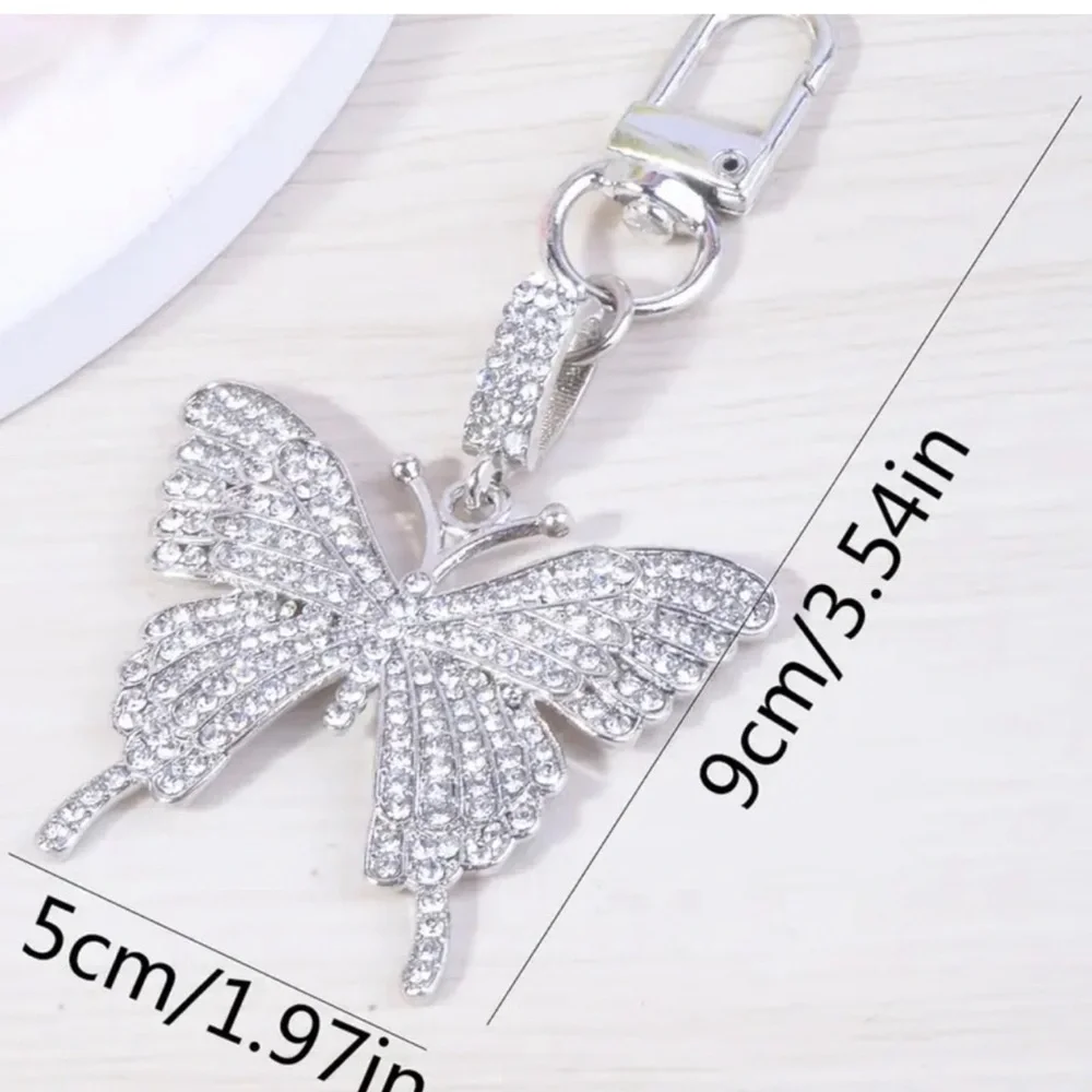 Butterfly Rhinestones Keychain Gold Tone - Picture 4 of 4